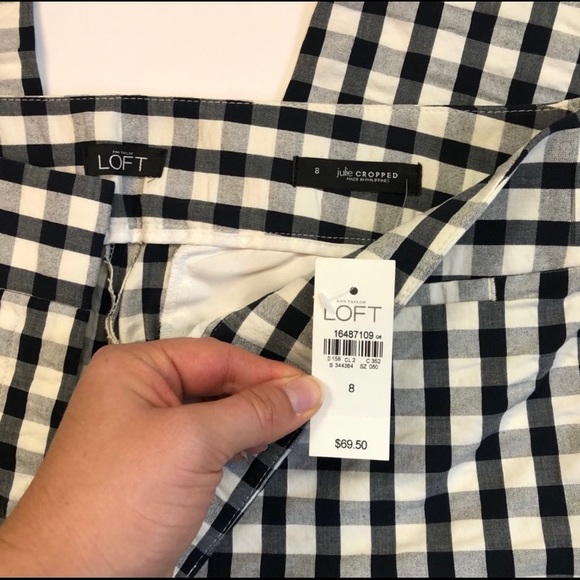 LOFT Black White Gingham Julie Cropped Ankle Pants - Picture 6 of 6